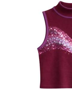 Débardeur côtelé bordeaux personnalisé pour femme avec motif vague en strass, sans manches, décontracté, mode estivale, fabricant sur mesure - Product Image 2