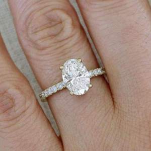 Bague en or jaune 9K certifiée IGI avec diamant ovale CVD de 4 carats, couleur F, pureté VS1, bijoux fins pour femmes, design de luxe, mariage, OEM - Product Image 1