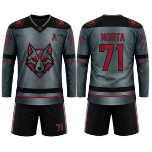 Performance Mesh Maroon <b>Navy</b> Wreath Logo Hockey Competition Wear Sublimated Professional Ice Hockey Team Uniform Set - Product Image 2