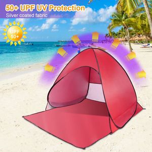 Tenda da Spiaggia Pop-Up 2/3 Posti con Protezione Solare Anti-UV, Tettoia Automatica Impermeabile, Finestra a Rete e Borsa per il Trasporto per Protezione Solare Esterna - Product Image 2