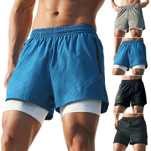 Pantalones Cortos Deportivos Ligeros para Hombre, Transpirables, para Entrenamiento en Gimnasio, con Bolsillos, Cintura Media Elástica, 100% Poliéster - Product Image 1