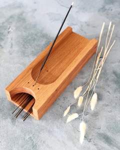 Quemador de incienso de madera estilo vintage para decoración del hogar o templo, atrapador de cenizas de madera natural, soporte para varillas de incienso largas - Product Image 3