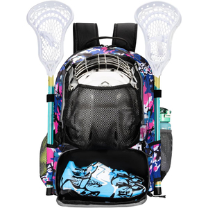 Mochila Roja para Lacrosse con Soporte Frontal para Casco, Correas Dobles para Palos y Compartimento Inferior para Calzado, Ideal para Deportes de Campo - Product Image 2