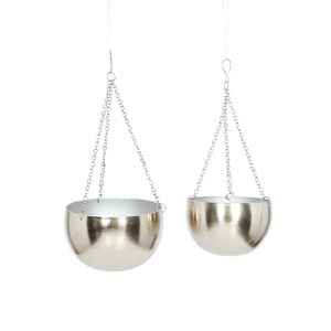 Pots à fleurs suspendus en acier inoxydable, design minimaliste moderne, plaqués chrome, pour plantes vertes, intérieur et extérieur - Product Image 5