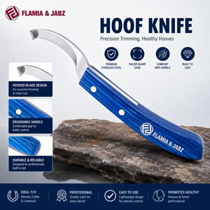 Couteau à sabots professionnel réutilisable en acier inoxydable avec manche ergonomique en bois |   Ferrures de cheval personnalisées modèle HK-001 pour chevaux - Product Image 5