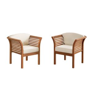 Fauteuil de salon élégant en teck avec coussin crème pour patio - Product Image 3