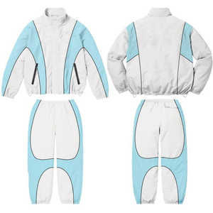 Ensemble de survêtement 2 pièces unisexe en nylon coupe-vent avec passepoil, imprimé, léger, coupe oversize, pour jogging, coupe-vent à bandes - Product Image 6