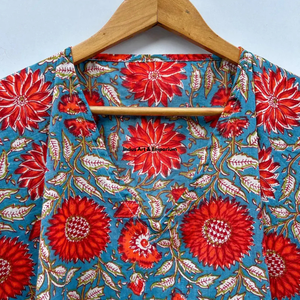 Wholesale Hand Block Printed Cotton <b>Kaftan</b> Block Printed Cotton <b>Beach</b> <b>Kaftan</b> Women Party Dress Wear Night Maxi Dress - Product Image 3