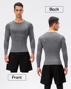 Men Crew Neck MMA Rash Guard Compression Shirt <b>Long</b> <b>Sleeve</b> Athletic <b>Base</b> <b>Layer</b> Rash Guard For Gym Training Running Cycling Top - Product Image 3
