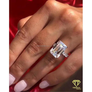 Luxury <b>Emerald</b> Cut Moissanite Diamond <b>Ring</b> 925 Sterling <b>Silver</b> Iced Out Solitaire Engagement Jewelry For Women - Product Image 3