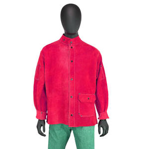 เสื้อแจ็คเก็ตป้องกันความร้อนสำหรับงานเชื่อมแบบยาว พร้อมคุณสมบัติป้องกันการบาด ทำจากหนังวัวแท้แบบสปลิต สามารถปรับแต่งได้ - Product Image 1