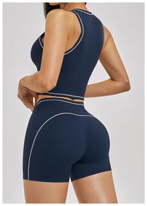 Women Wide Strap Workout <b>Top</b> U Back Design Fitness Yoga Gym Wear Ribbed Square Neck Sports Bra With Removable Padded - Product Image 4