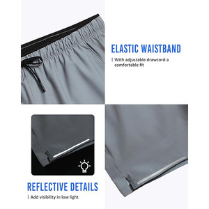 Shorts de sport décontractés pour hommes, en tissu éponge, séchage rapide, anti-plis, avec ourlet fendu, taille haute élastique, respirants, pour le yoga - Product Image 2