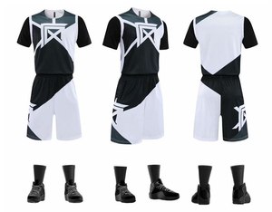 Ensemble d'uniformes de basketball personnalisés, impression par sublimation, noir et blanc, maillot sans manches uni, short, unisexe, adulte, toutes saisons, anti-humidité - Product Image 1