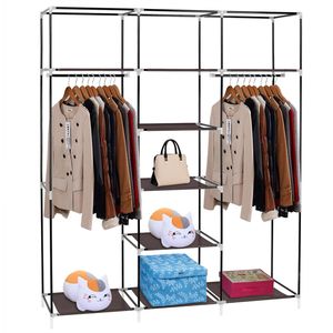 Organizzatore Portatile a Doppia Asta per Armadio, 175 cm, in Tessuto Non Tessuto Marrone Scuro - Product Image 5