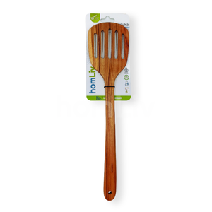 Espátula Ranurada de Madera de Teca Haruka Ecológica y Natural OEM, Segura para Alimentos, Sin Pintura, Halal, Personalizable - Product Image 2