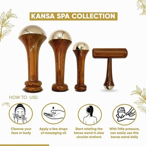 Antique Creation Traditional Kansa & Wood Facial Massage Tool with Polished Finish Antique Style Kansa Wand Casting Technique - Product Image 5