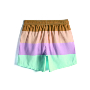 Summer <b>Men's</b> Casual Breathable Knitted Swimwear Shorts 100% Cotton Elastic Waist Quick Dry Beach Swim <b>Trunks</b> with Zipper Pockets - Product Image 2