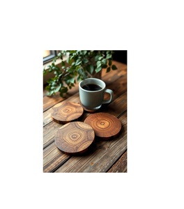Collection élégante de sous-verres en bois massif, supports de boissons artisanaux, protège-surfaces durables pour table à manger - Product Image 4