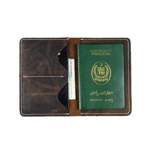 Dark Brown Genuine Leather Dual <b>Passport</b> Sleeve Slim Ticket Organizer Wallet Document Case Travel Protector Folder <b>Cover</b> Slots - Product Image 6