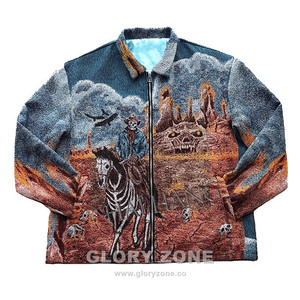 Veste zippée Glory Zone Custom Woven Tapestry pour homme, style vintage, jacquard graphique, streetwear, bomber, taille 25 - Product Image 4
