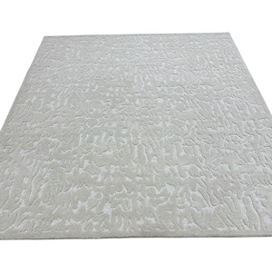 Alfombra Moderna Minimalista de Lana Hecha a Mano - Patrón de Bucles en Gris Neutro y Marfil, Alfombra de Lujo para Sala de Estar - Product Image 5