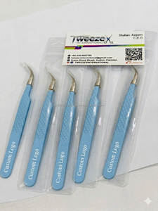 Pince à épiler professionnelle pour extensions de cils, en acier inoxydable, avec logo personnalisé, pointe incurvée lisse de 10 mm, précision beauté - Product Image 3