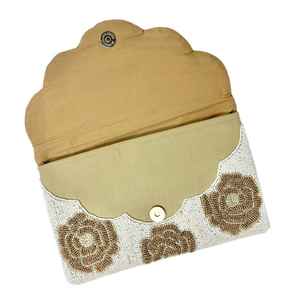 Bolso de mano artesanal con cuentas de semillas de algodón y bordado estilo ángel, de forma rectangular, para fiestas, para mujeres y niñas. - Product Image 3