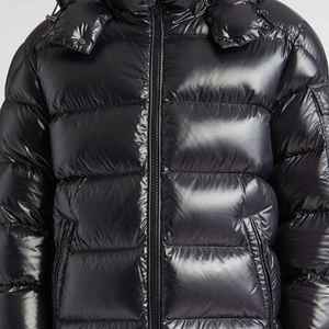 Veste matelassée à capuche pour homme, noire, rembourrée de duvet, coupe-vent, décontractée, pour l'hiver, fermeture éclair, coupe classique, couleur unie, vestes personnalisées - Product Image 5