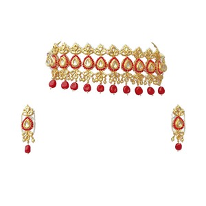 Indian Vintage Classic Choker <b>Set</b> Traditional <b>Crystal</b> Kundan Faux Pearl High Quality Wedding Party Necklace Earrings Ring - Product Image 3