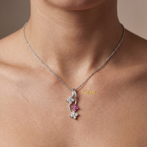 Magnifique collier pendentif floral en argent sterling 925 plaqué or rose avec diamant étincelant, style élégant et brillant - Product Image 4