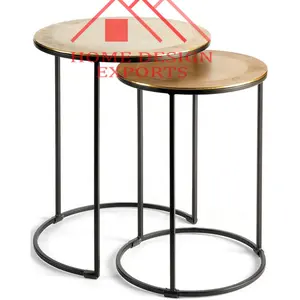골드 골동품 알루미늄 중첩 엔드 테이블 거실 홈 장식 독특한 디자인 중첩 사이드 티 테이블 홈 장식