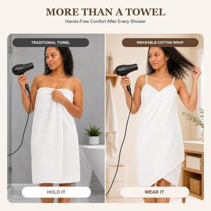 Robe de plage en microfibre blanche pour femme, hypoallergénique, séchage rapide, couleur unie, ajustement réglable, idéale pour le spa et les voyages - Product Image 4