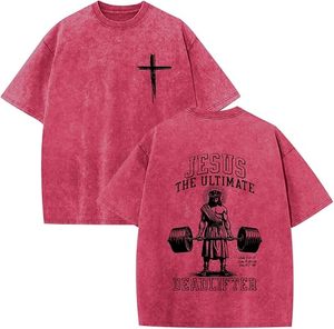 <b>Jesus</b> Ultimate Deadlifter Men's Regular Fit Blue T-<b>Shirt</b> Short Sleeve O-Neck Printed Formal Polyester/Cotton Breathable - Product Image 6