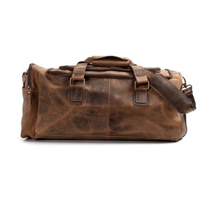Handmade Custom Genuine Leather Durable Foldable Portable Waterproof Zipper Duffle Bag Unsex Luxury Crossbody Travel Weekend - Product Image 1
