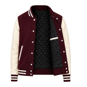 2026 Custom Men's Varsity Baseball Motorcycle Jacket Windproof Breathable Winter Wool Plus Size High Quality Adults Cheap Price - Product Image 2