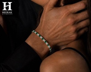 Luxury Emerald and Diamond Alternating Tennis Bracelet 14K/18K Gold Fine Jewelry Manufacturer - Product Image 1