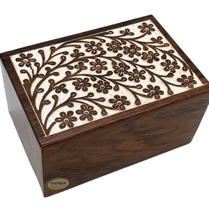 Suministros funerarios de calidad superior para adultos, urna de cremación para cenizas, flores con diseño blanco, urna funeraria adecuada para el cementerio - Product Image 1