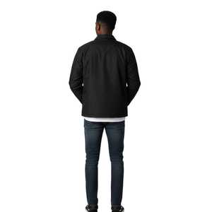 Jack and Jill Men <b>Line</b> Jacket Black Snap Button Lightweight Windbreaker Casual Streetwear Outerwear <b>Coat</b> - Product Image 4