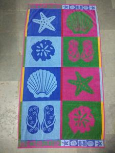 Jacquard <b>Beach</b> <b>Towel</b> Pareo Manufacturer Front side Polyester Cotton Scarf Back Side <b>Towel</b> 2-in-1 - Product Image 4