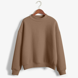 เสื้อสเวตเตอร์คอกลมสีเขียวมะกอกสำหรับผู้หญิง แขนยาว สีพื้น ทรงหลวม ผ้าถัก ผ้าฝ้าย ใส่ได้ในฤดูใบไม้ร่วง - Product Image 2