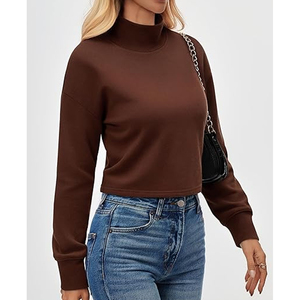 เสื้อสเวตเชิ้ตคอเต่าผู้หญิงแบบสั่งทำ ผ้าคอตตอนเทอร์รี่ ฮู้ดดี้ทรงโอเวอร์ไซส์ สวมใส่สบายๆ สำหรับออกกำลังกายหรือสตรีทแวร์ รับผลิตจำนวนมากจากโรงงาน - Product Image 4