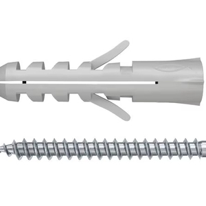 Cheville murale en nylon FISCHER S 10, cheville en plastique nylon, cheville à surface rugueuse, vis. Fixations pour cadres - Product Image 1