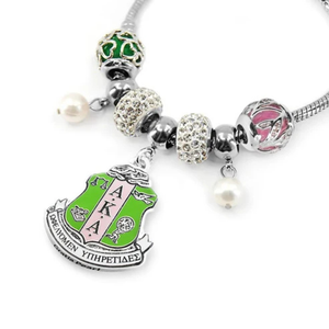   Bracelet de perles Shield pour femmes, élégant, vert, rose et or, charme en perles, bijoux tendance, accessoire de poignet stylé - Product Image 1