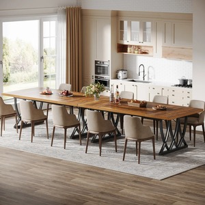 Mesa de Comedor Moderna con Estructura Metálica para Apartamentos y Hoteles, Mueble Rectangular para Cenar - Product Image 4