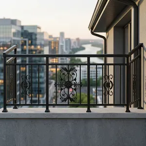 Balustrades de balcon traditionnelles en fonte avec un design orné de volutes, résistantes à la rouille, garde-corps mural - Product Image 6