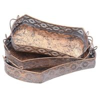 Ensemble de plateaux décoratifs rectangulaires en bronze, design vintage fait main, motif en filet