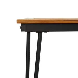 Table de jardin en bois d'acacia massif avec structure en métal thermolaqué marron et noir, mobilier d'extérieur - Product Image 6