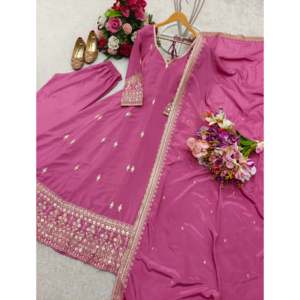 Vestido Tradicional Musulmán de Diseñador con Bordado de Lentejuelas, Pent y Dupatta Incluidos - Product Image 2