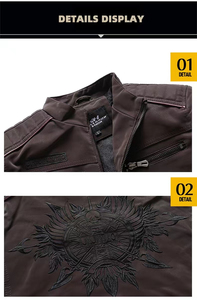 เสื้อแจ็คเก็ตหนัง PU ทรงสลิมฟิต แฟชั่นสำหรับผู้ชาย ฤดูใบไม้ร่วงและฤดูหนาว สไตล์นักขี่มอเตอร์ไซค์ - Product Image 6